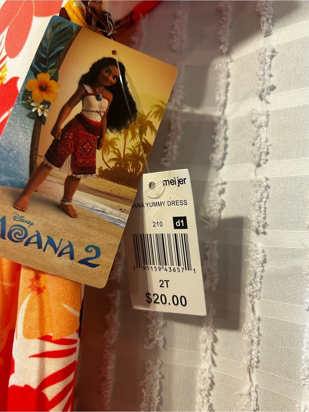 Disney Moana 2 Yummy Dress Girls 2T Red Orange Floral Tropical Flutter Sleeve